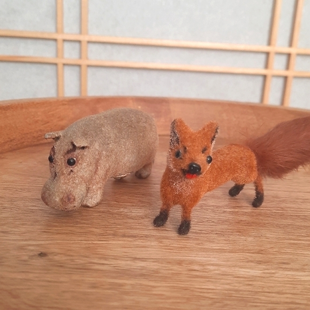 Wagner Toys Kunstlerschutz Miniature Fox and Hippo Made in West Germany